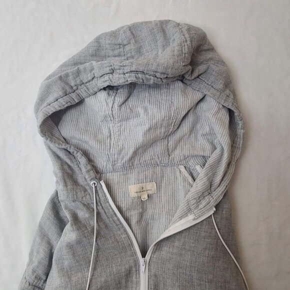 Thread & Supply Gray Long-Sleeve Hooded Pullover Jacket L Drawstring Hem Pockets - Picture 4 of 10